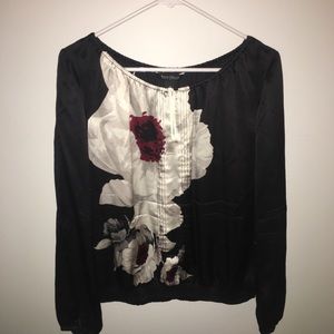 Silk floral off the shoulder shirt
